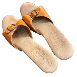 ⭐️ Rapallo rare vintage 70s Italian open toe slip on high thick heels women 8.5